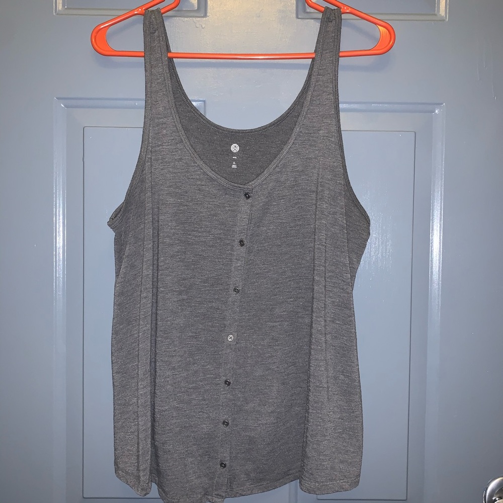 Gray Button Down Tank Top